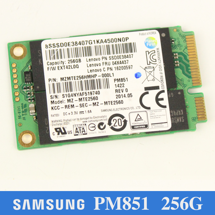 New Samsung SSD PM851 Series 256G MZ-MTE2560 MZMTE256HMHP Mini Pci-e/mSATA,6.0Gb/s TLC 30x50mm