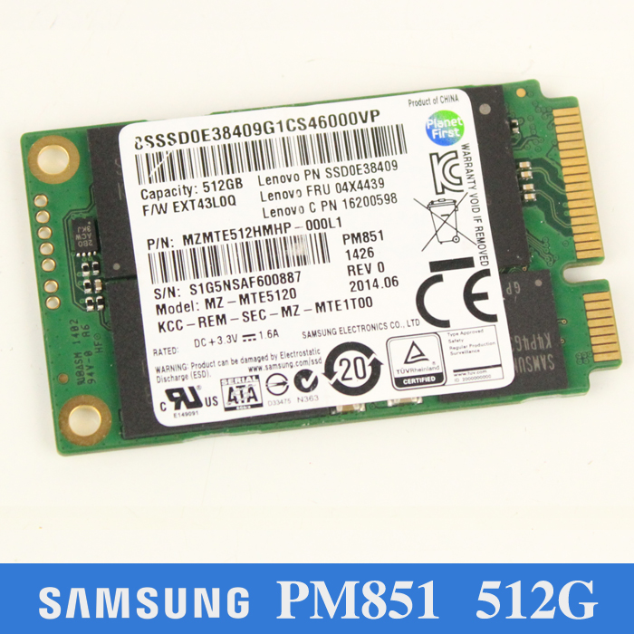 New Samsung SSD PM851 Series 512G MZ-MTE5120 MZMTE512HMHP Mini Pci-e/mSATA,6.0Gb/s TLC 30x50mm